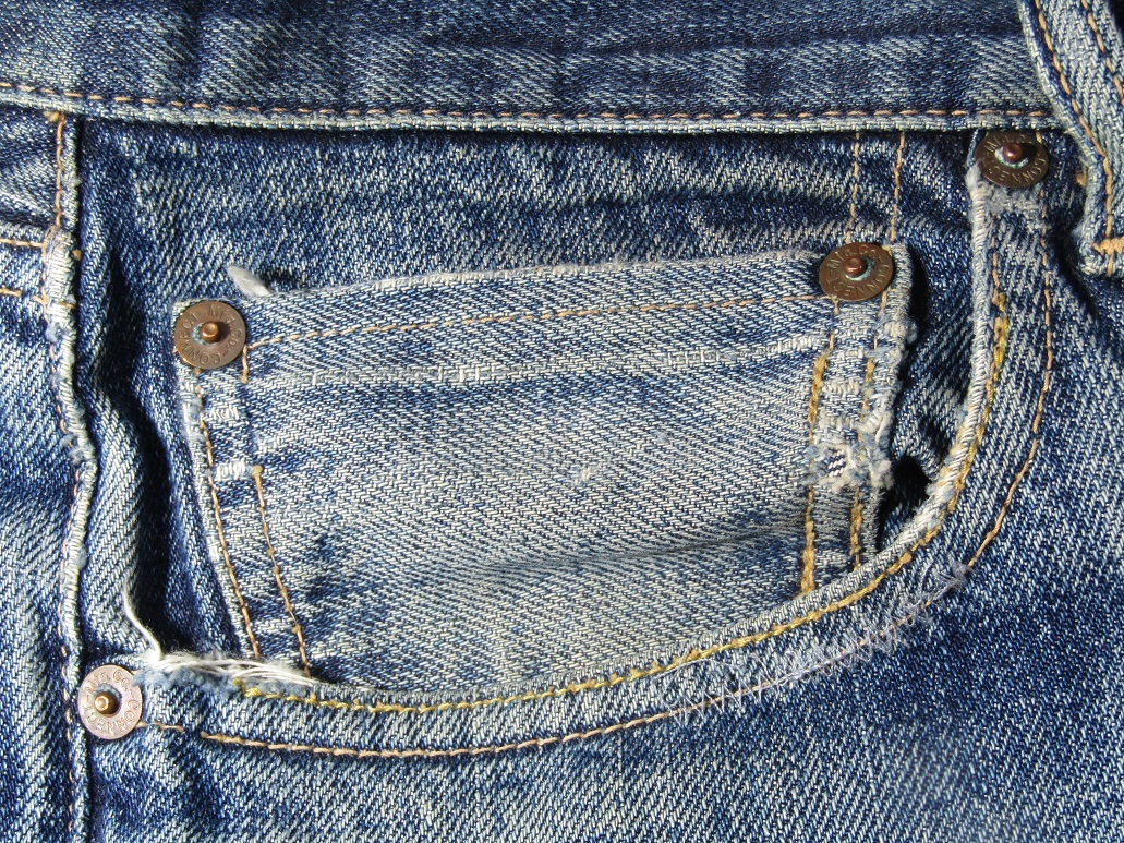 ジーンズ　前ポケットのリペア　スレキ交換