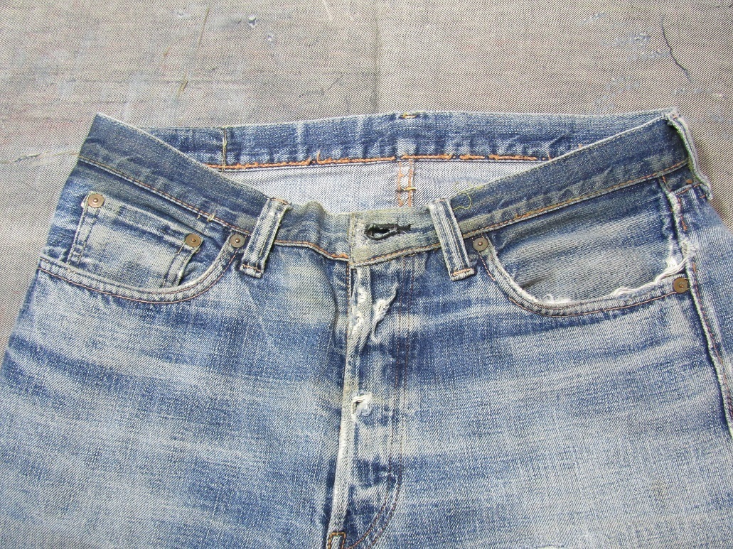 デニム　前ポケット　リペア　スレキ交換