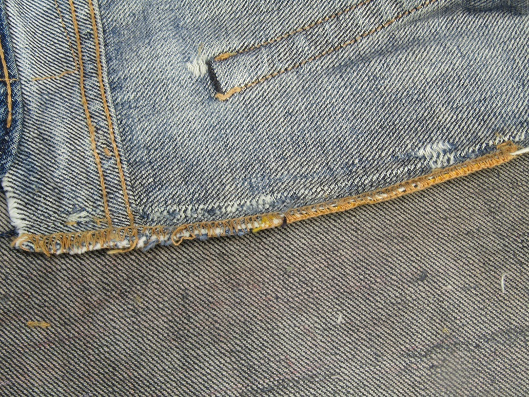 ジーンズ　前ポケットのリペア　スレキ交換
