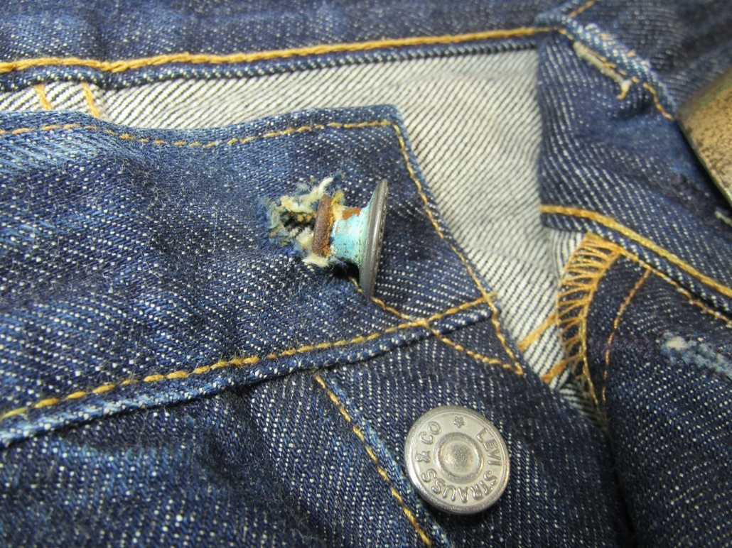 デニム　ボタン　再利用取付