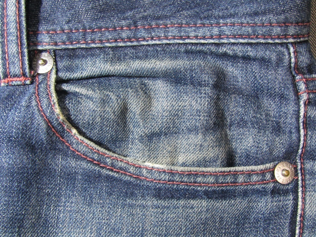 デニム　前ポケット直し　スレキ交換