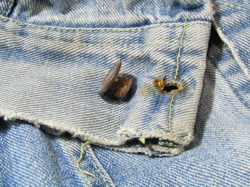 デニム　ボタン　再利用取付