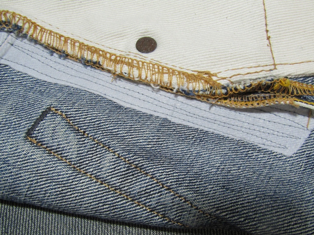 ジーンズ　前ポケットのリペア　スレキ交換