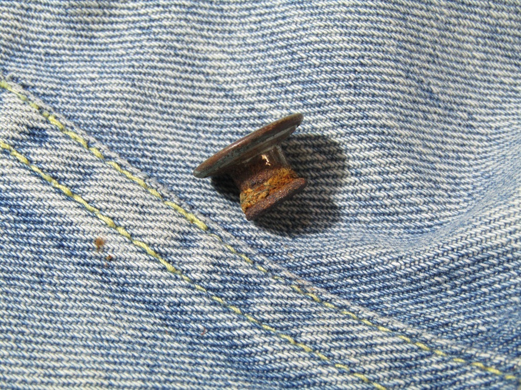 デニム　ボタン　再利用取付