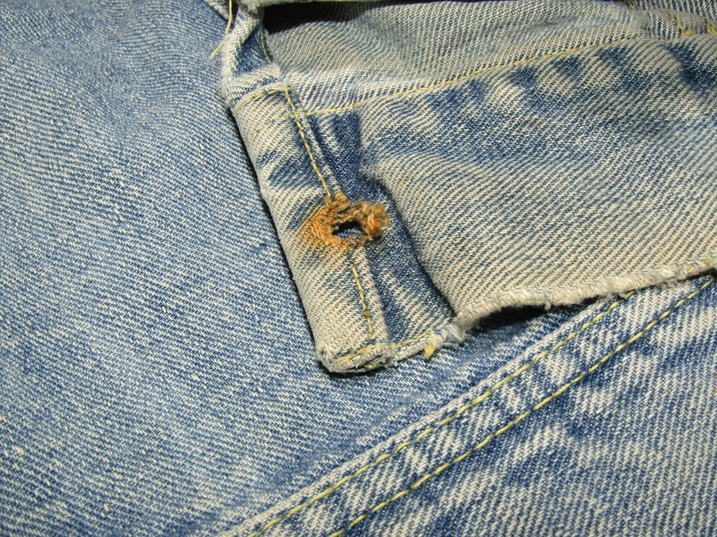 デニム　ボタン　再利用取付