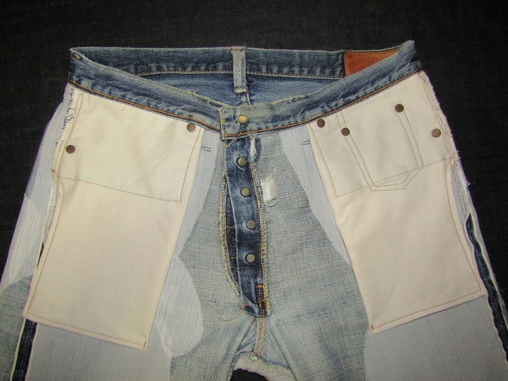 デニム　前ポケット　リペア　スレキ交換
