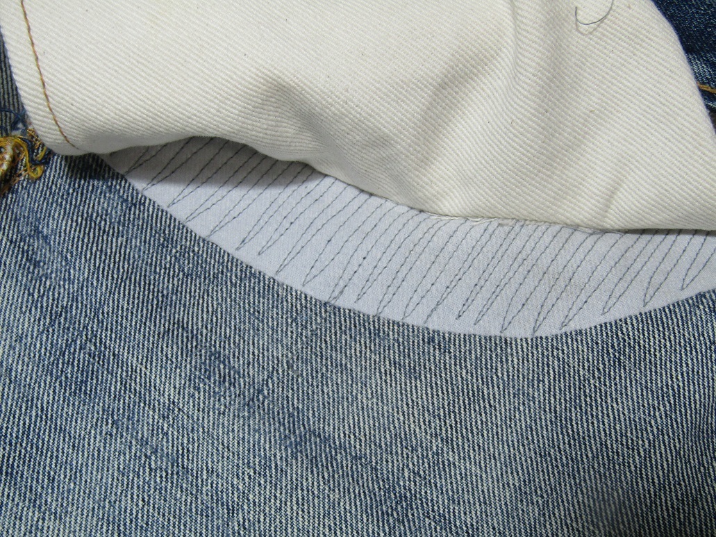 ジーンズ　前ポケットのリペア　スレキ交換