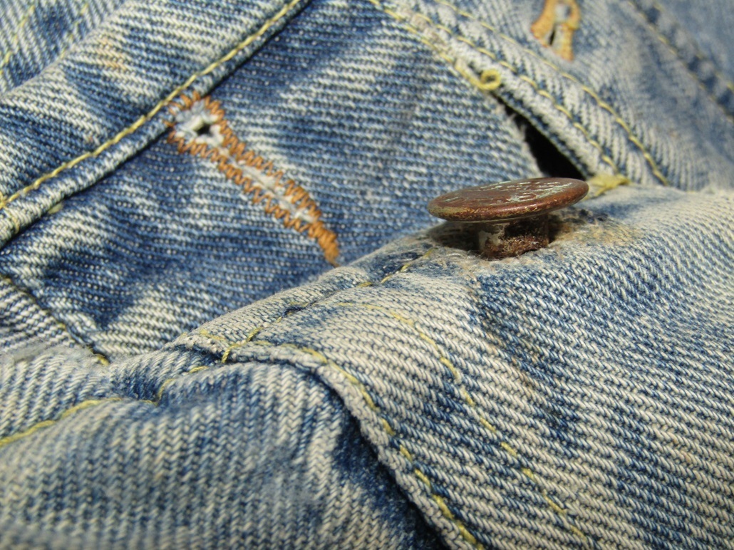 デニム　ボタン　再利用取付